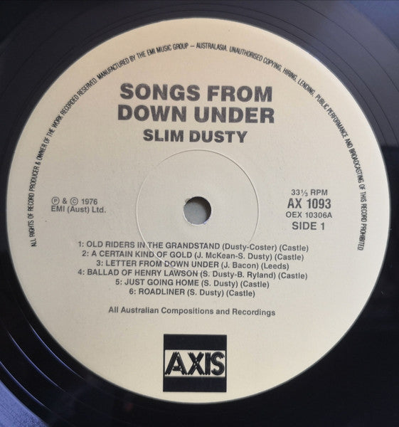 Slim Dusty : Songs From Down Under (LP, RE)