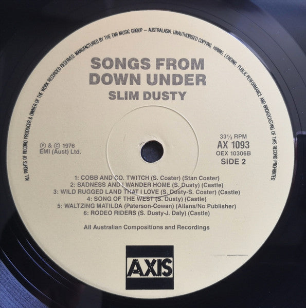 Slim Dusty : Songs From Down Under (LP, RE)