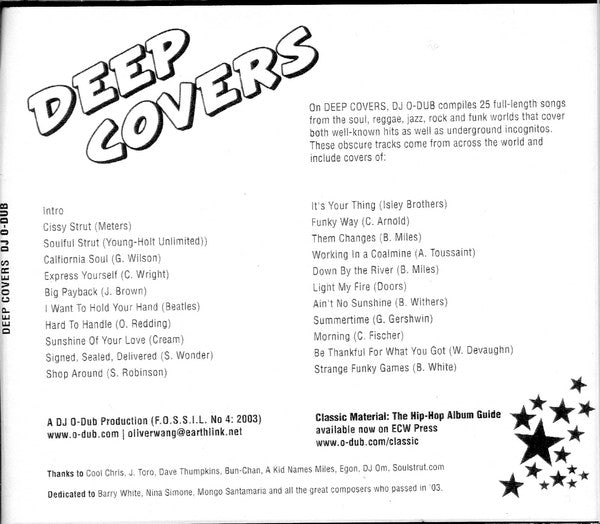 DJ O-Dub : Deep Covers (CDr, Comp, Ltd, Mixed)