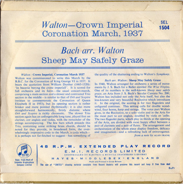 Sir William Walton, Philharmonia Orchestra : Crown Imperial (Coronation March 1937) (7", EP)