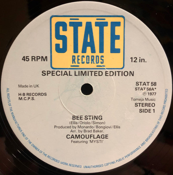 Camouflage (5) : Bee Sting (12", Single, Ltd, Tra)