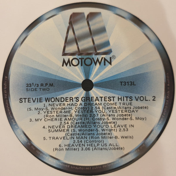 Stevie Wonder : Stevie Wonder's Greatest Hits Vol. 2 (LP, Comp, RE)