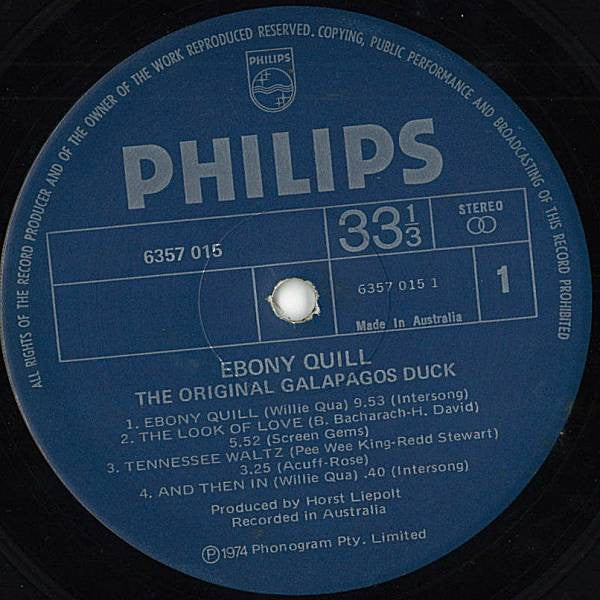 Galapagos Duck : Ebony Quill (LP, Album, EMI)