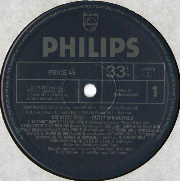 Dusty Springfield : Greatest Hits (LP, Comp, RE)