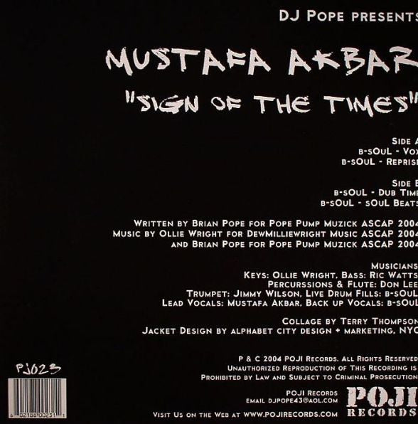 DJ Pope Presents Mustafa Akbar : Sign Of The Times (12")