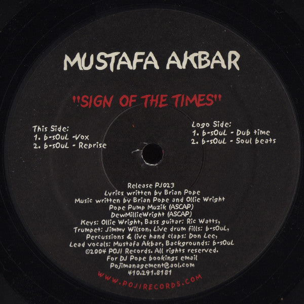 DJ Pope Presents Mustafa Akbar : Sign Of The Times (12")