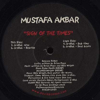 DJ Pope Presents Mustafa Akbar : Sign Of The Times (12")