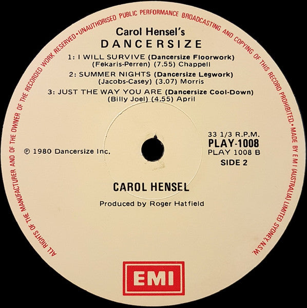 Carol Hensel : Dancersize (LP, Album)
