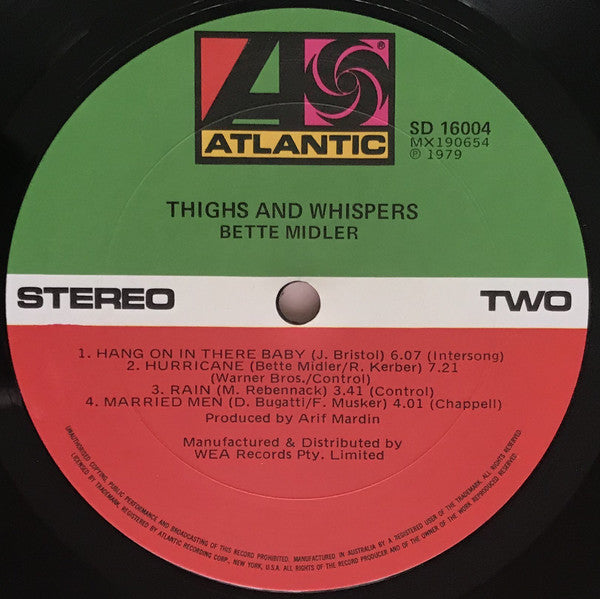 Bette Midler : Thighs And Whispers (LP, Album)