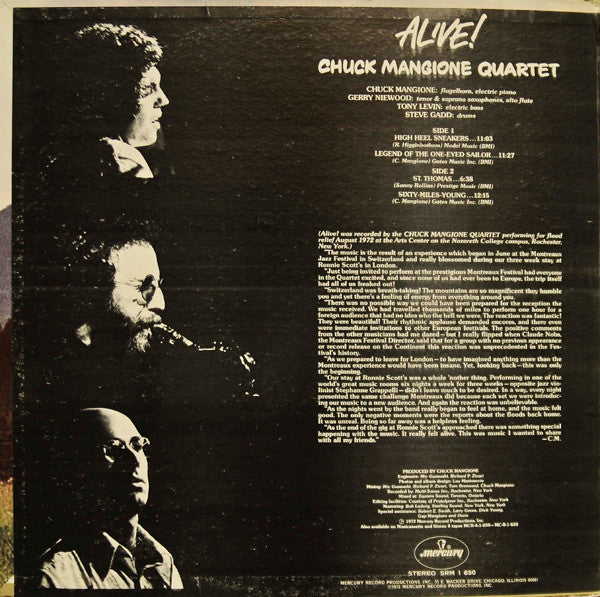 Chuck Mangione Quartet : Alive (LP, Album)