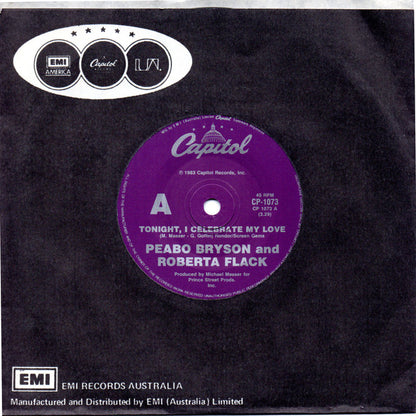 Peabo Bryson And Roberta Flack : Tonight I Celebrate My Love (7", Single)
