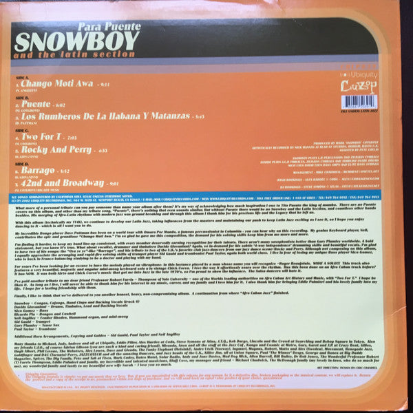 Snowboy & The Latin Section : Para Puente (2xLP, Album)