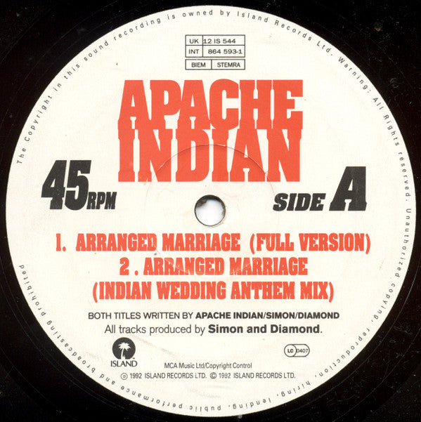 Apache Indian : Arranged Marriage (12", Single)
