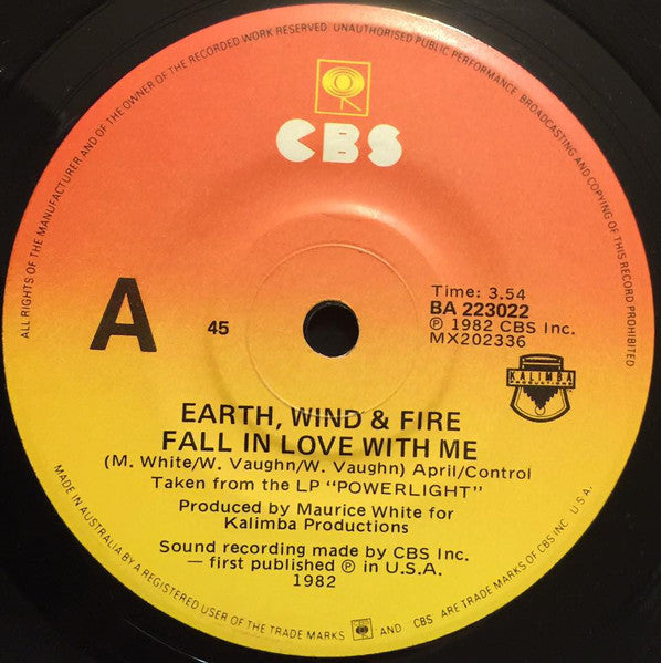 Earth, Wind & Fire : Fall In Love With Me (7", Single)